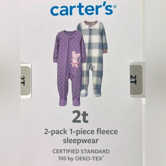 CARTER'S 2 Pack - 1 Pc Fleece Sleepwear
Purple polka dots Balerina, Plaid - 2T - Picture 10 of 12
